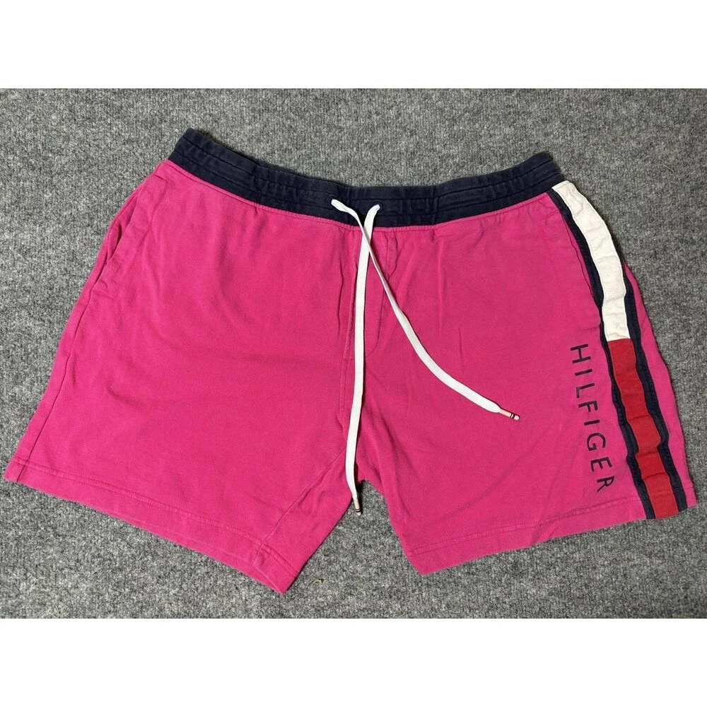 Tommy Hilfiger Sweat Shorts Mens XL Pink Drawstring 8
